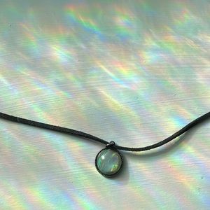 reflective opal stone velvet choker